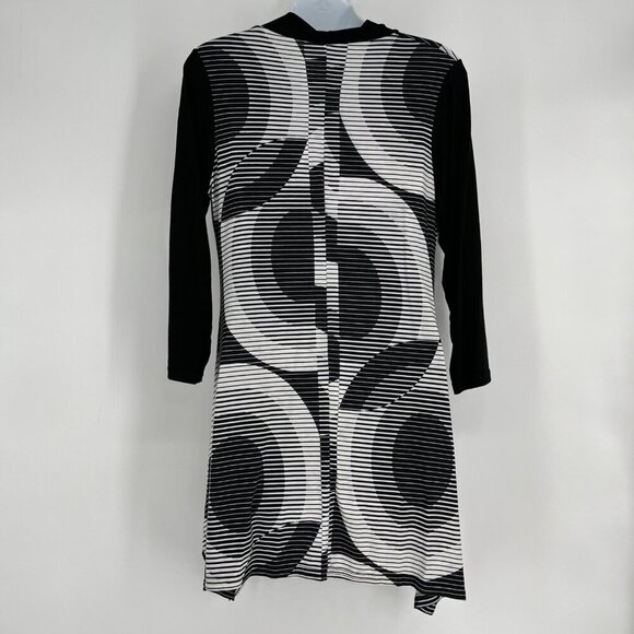 LIOR Paris Black & White Geometric‎ Print Cowl Neck Tunic Top Size M - Picture 4 of 9
